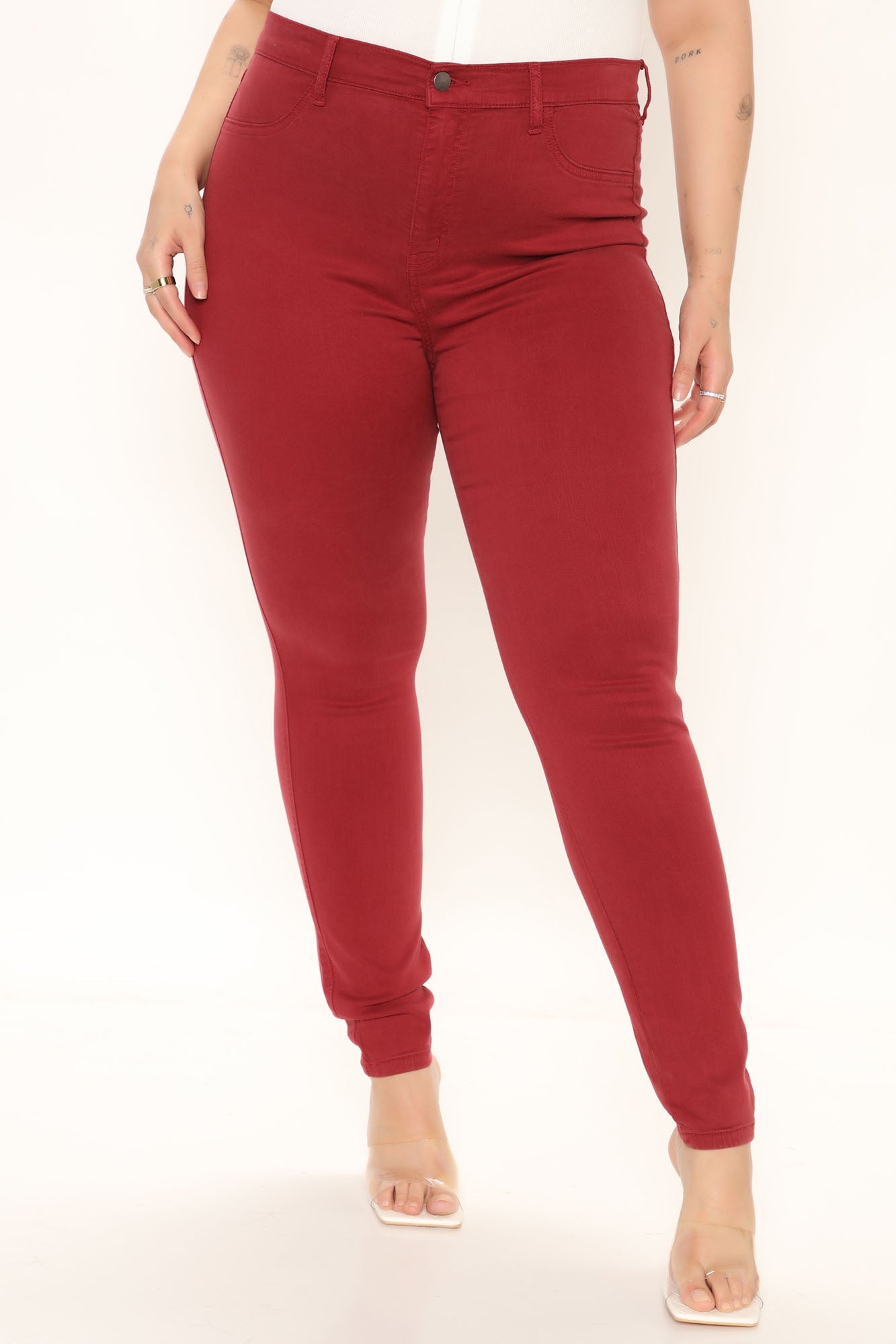Classic High Waist Skinny Jeans - Wine Ins Street