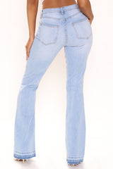 Road Tripper Ripped Stretch Flare Jeans - Light Blue Wash Ins Street