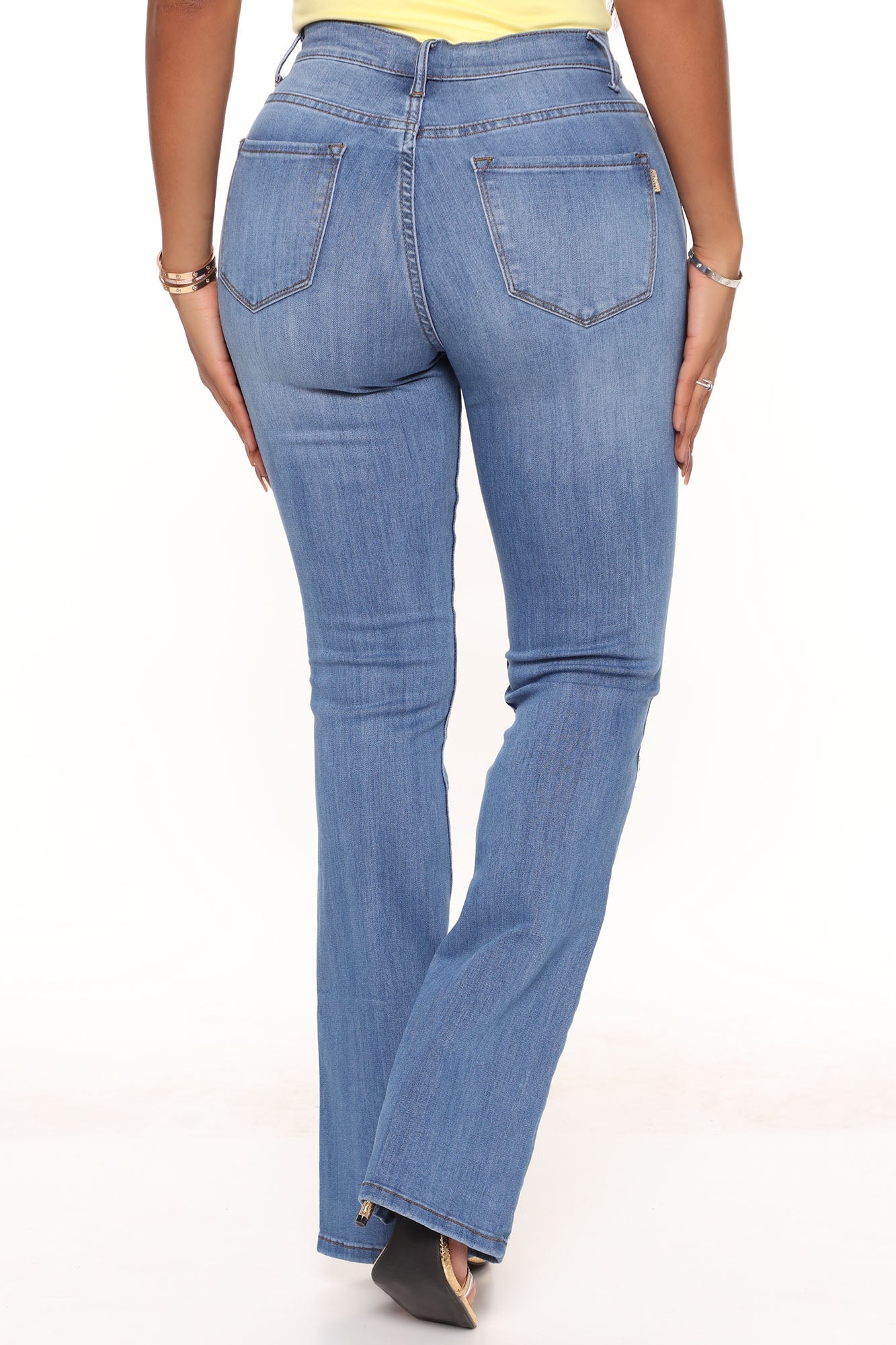 Megan Split Hem Flare Jeans - Medium Blue Wash Ins Street
