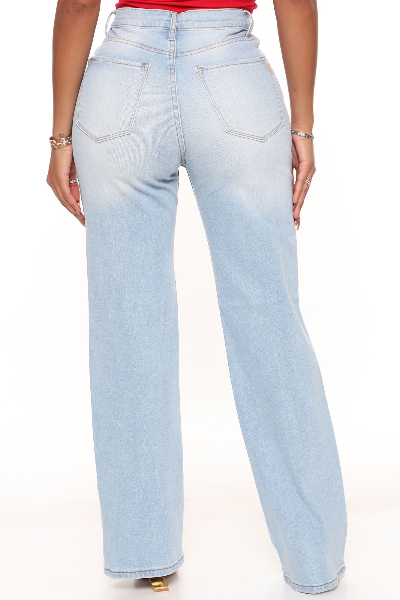 Free Fallin' Ripped Straight Leg Jeans - Light Blue Wash Ins Street