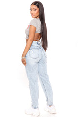 She's So Lucky Straight Leg Jeans - Medium Blue Wash Ins Street