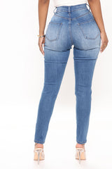 Trisha Ripped High Rise Skinny Jeans - Medium Blue Wash Ins Street