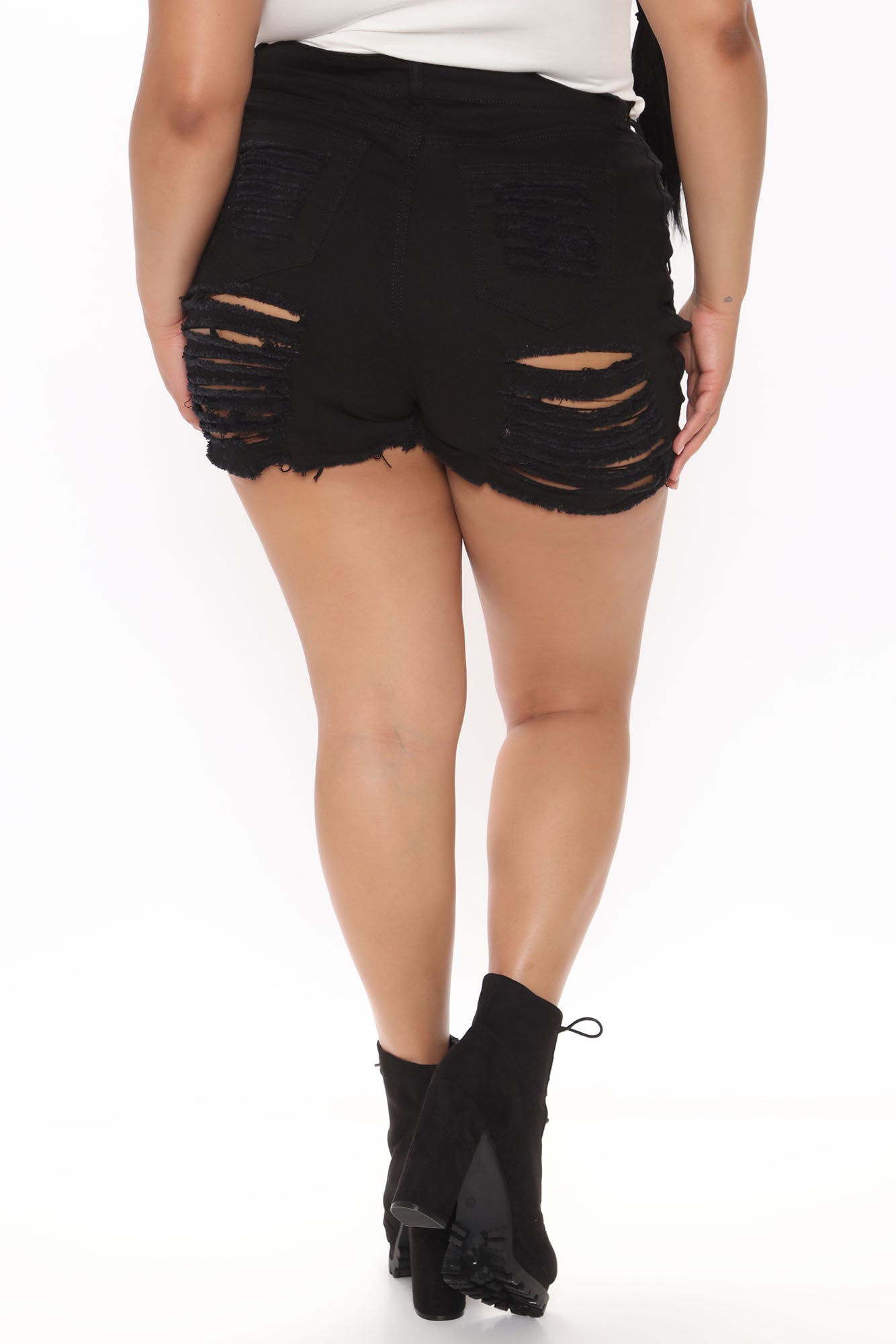 Time To Lace Up Ripped Denim Shorts - Black Ins Street