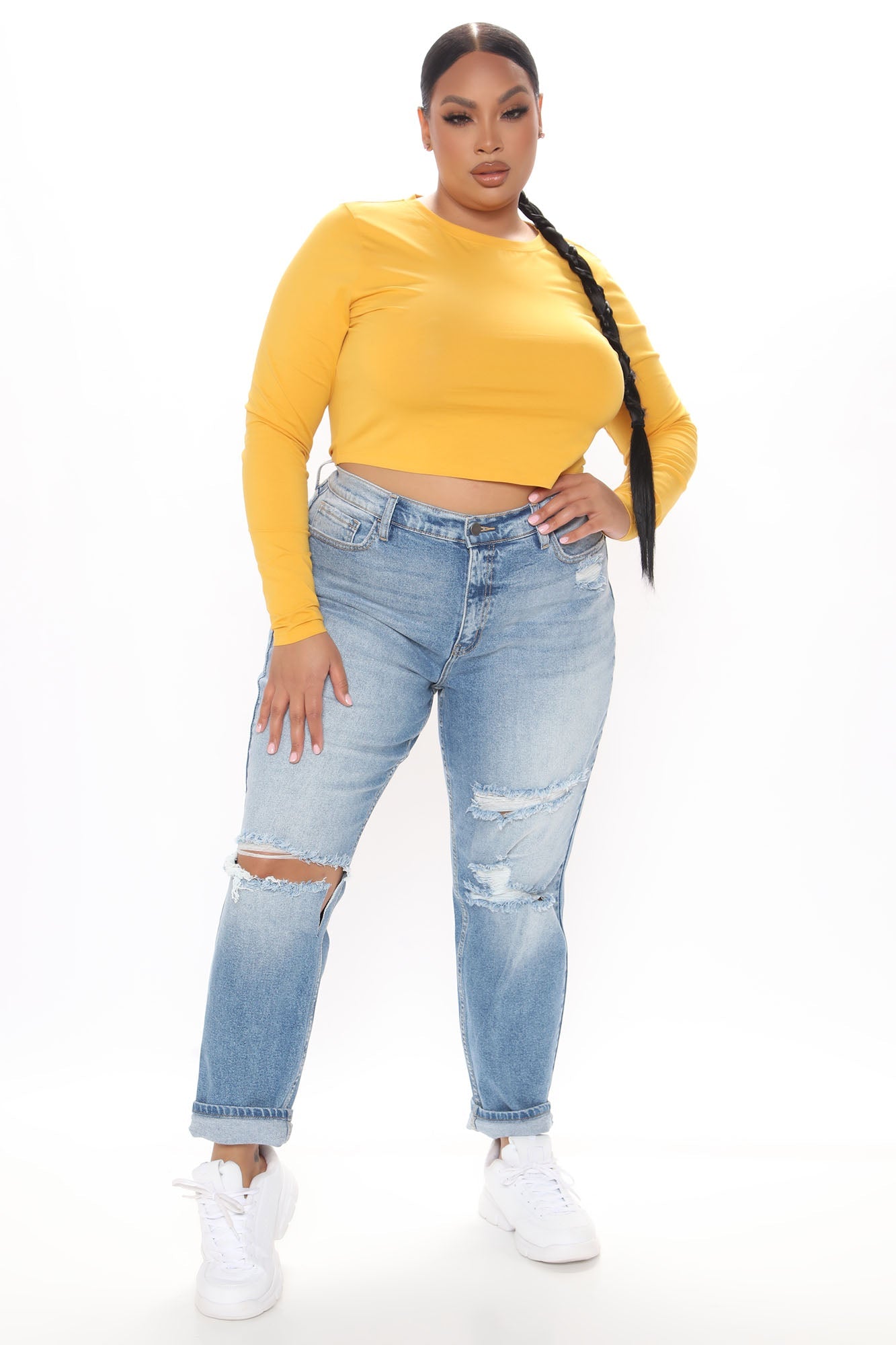 Classic Tapered Ripped Mom Jeans - Medium Blue Wash Ins Street