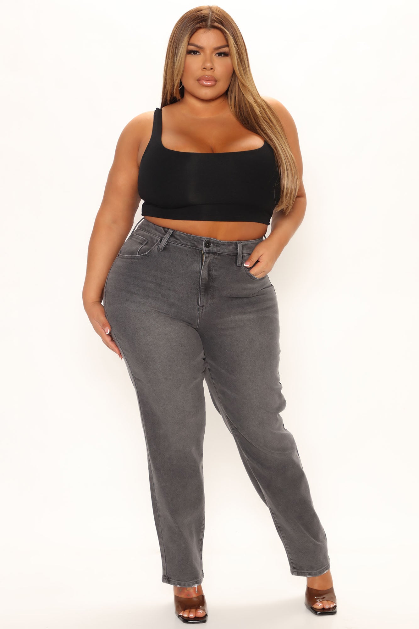 Say What You Mean Mom Jeans - Grey Ins Street
