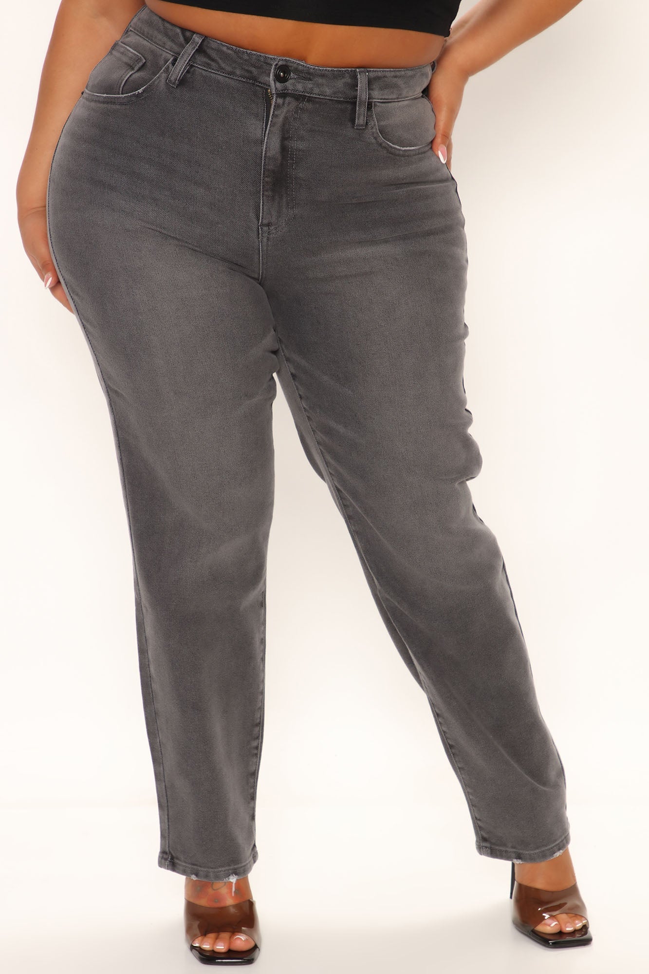 Say What You Mean Mom Jeans - Grey Ins Street