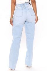 Boy Don't Try It Straight Leg Jeans - Light Blue Wash Ins Street