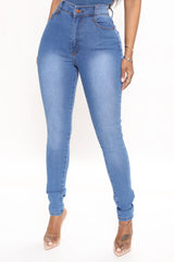 Marilyn High Waisted Skinny Jeans - Medium Blue Wash Ins Street