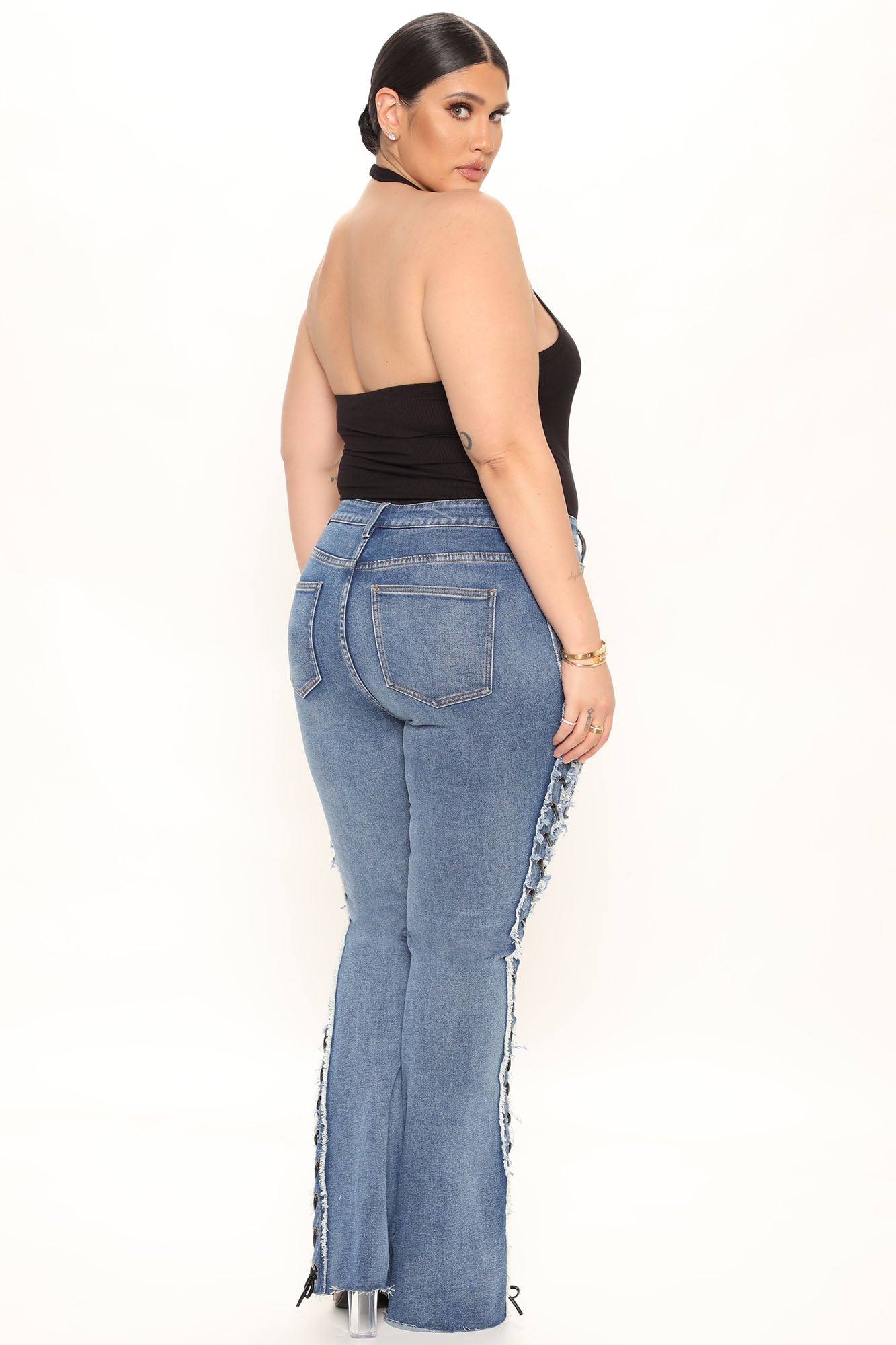 All Laced Up Mid Rise Bootcut Jeans - Medium Blue Wash Ins Street