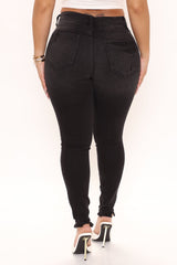Here We Go Again Distressed Skinny Jeans - Black Ins Street