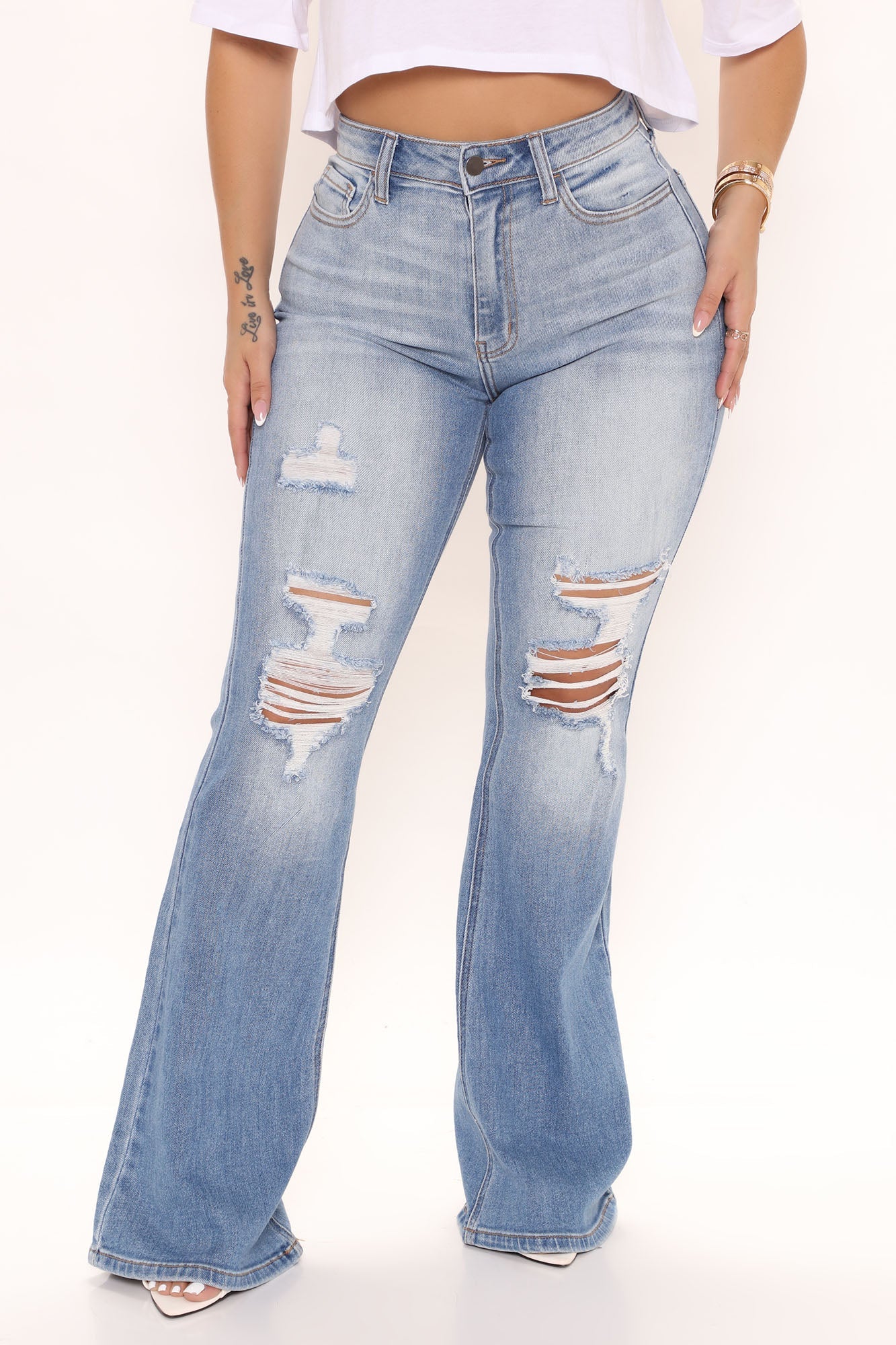 So Very Special High Rise Flare Jeans - Medium Blue Wash Ins Street