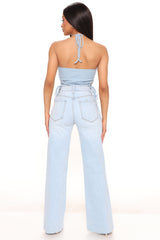 Make You Mine Wide Leg Jeans - Light Blue Wash Ins Street