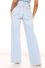 Make You Mine Wide Leg Jeans - Light Blue Wash Ins Street