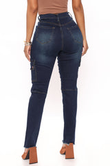 You Oughta Know Cargo Jeans - Dark Wash Ins Street