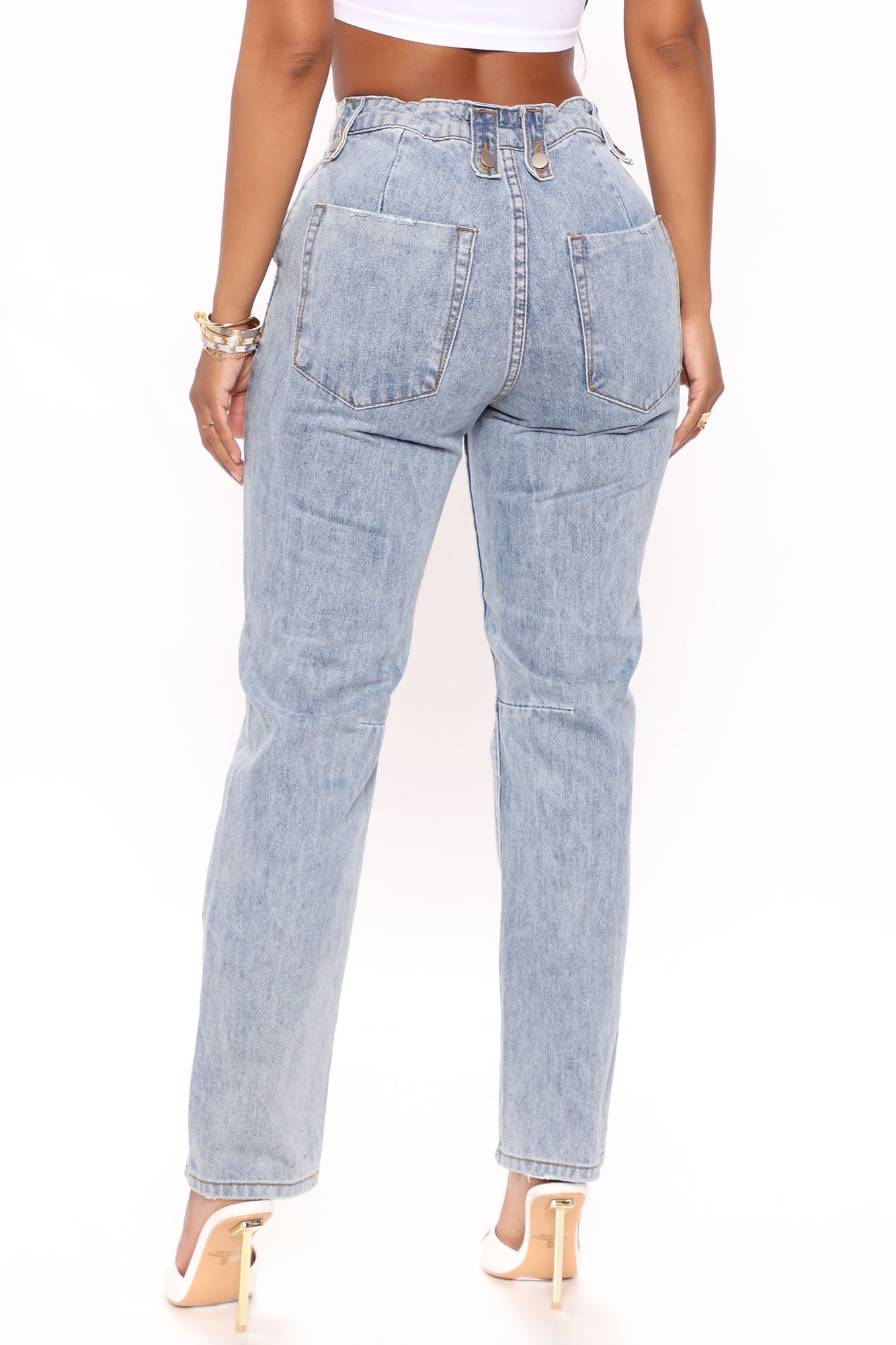 Tucson Tie Waist Straight Leg Jeans - Light Blue Ins Street