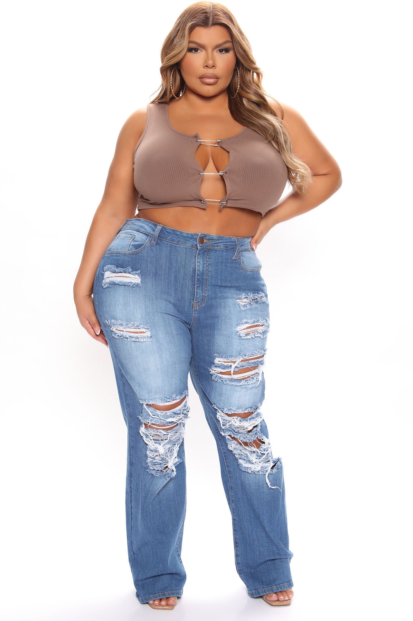 Only One High Rise Straight Leg Jeans - Medium Blue Wash Ins Street