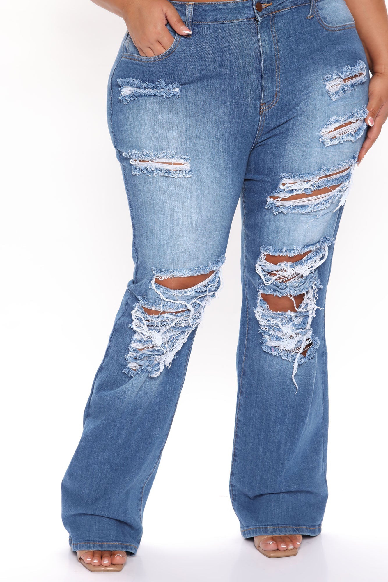 Only One High Rise Straight Leg Jeans - Medium Blue Wash Ins Street