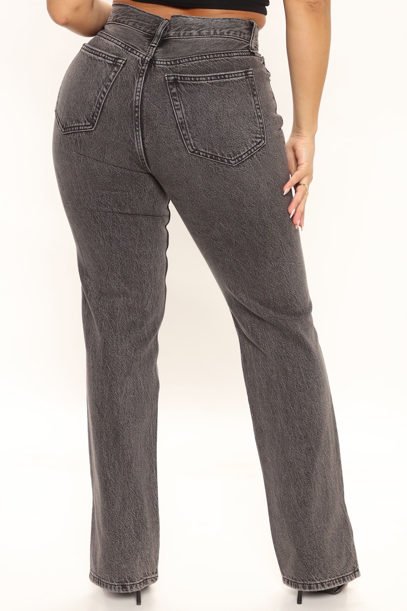 Gimme Some Straight Talk Side Slit Jeans - Grey Ins Street