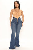 Dream On Recycled High Waist Flare Jeans - Dark Wash