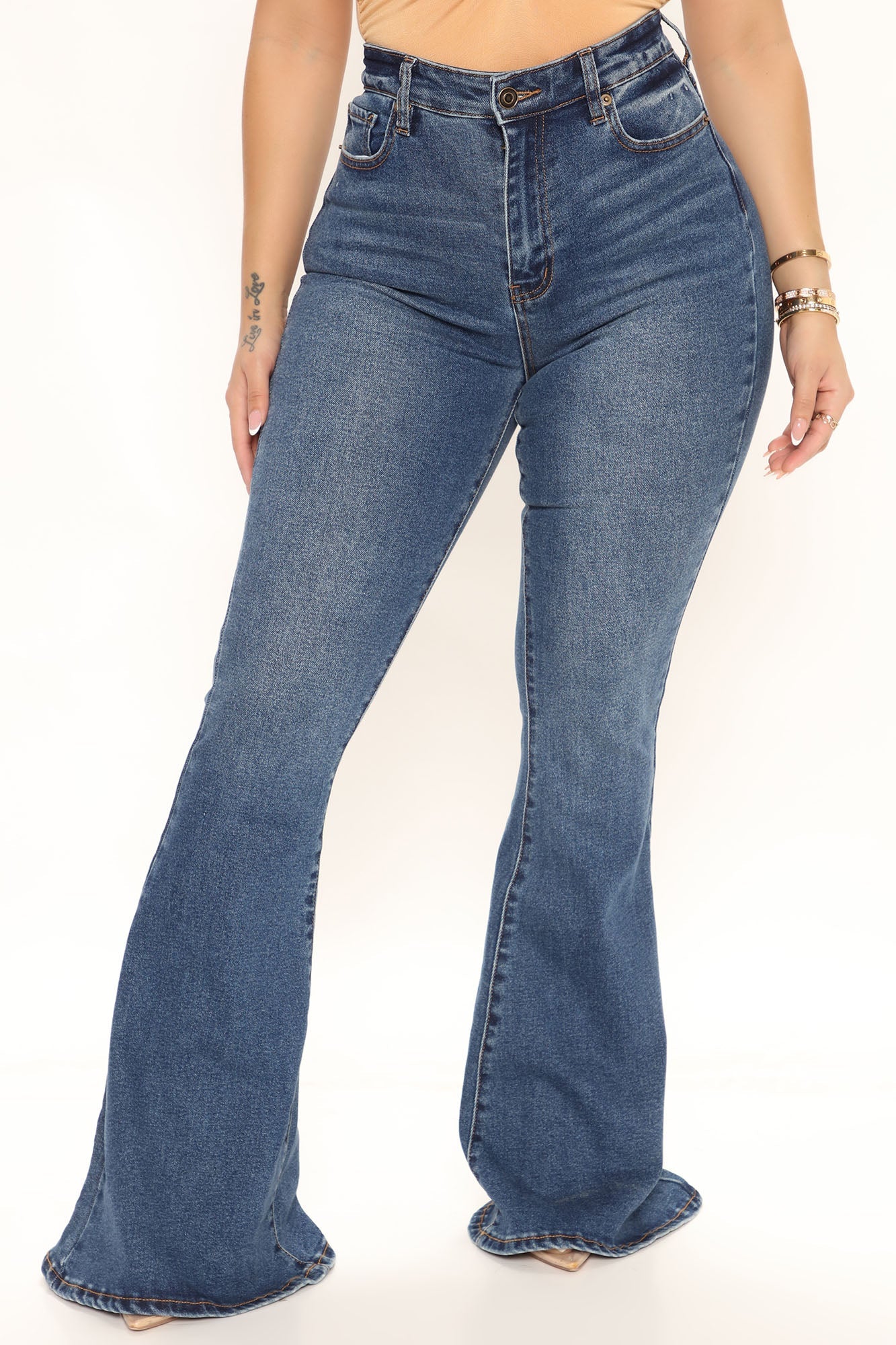 Dream On Recycled High Waist Flare Jeans - Dark Wash Ins Street
