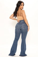 Dream On Recycled High Waist Flare Jeans - Dark Wash Ins Street