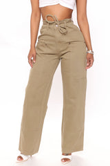 Not Your Girl Utility Jeans - Khaki Ins Street