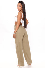 Not Your Girl Utility Jeans - Khaki Ins Street