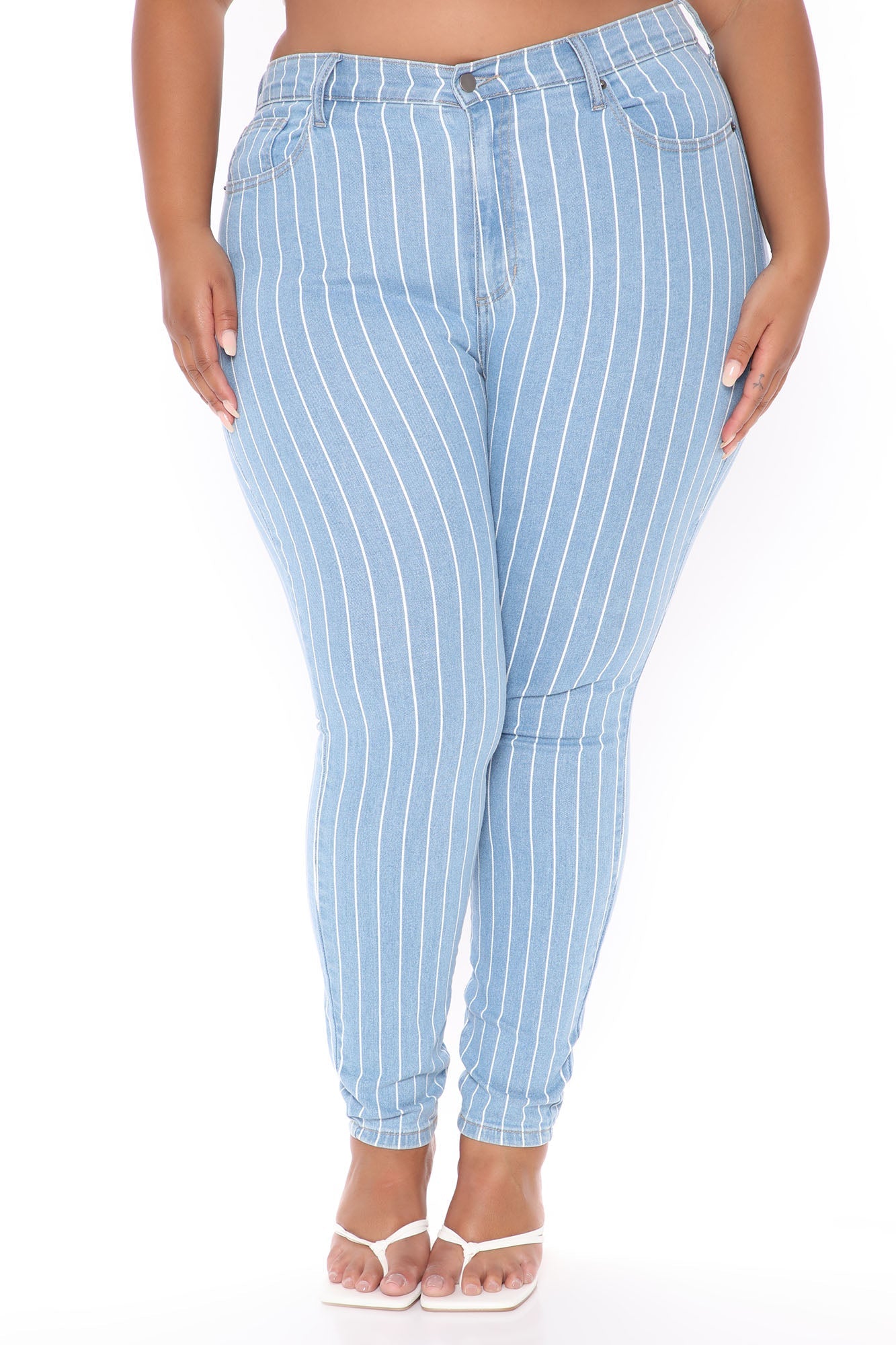 You've Crossed The Line Striped Skinny Jeans - Medium Blue Wash Ins Street