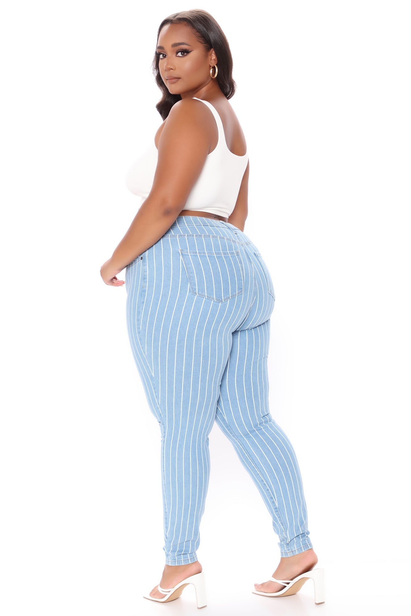 You've Crossed The Line Striped Skinny Jeans - Medium Blue Wash Ins Street