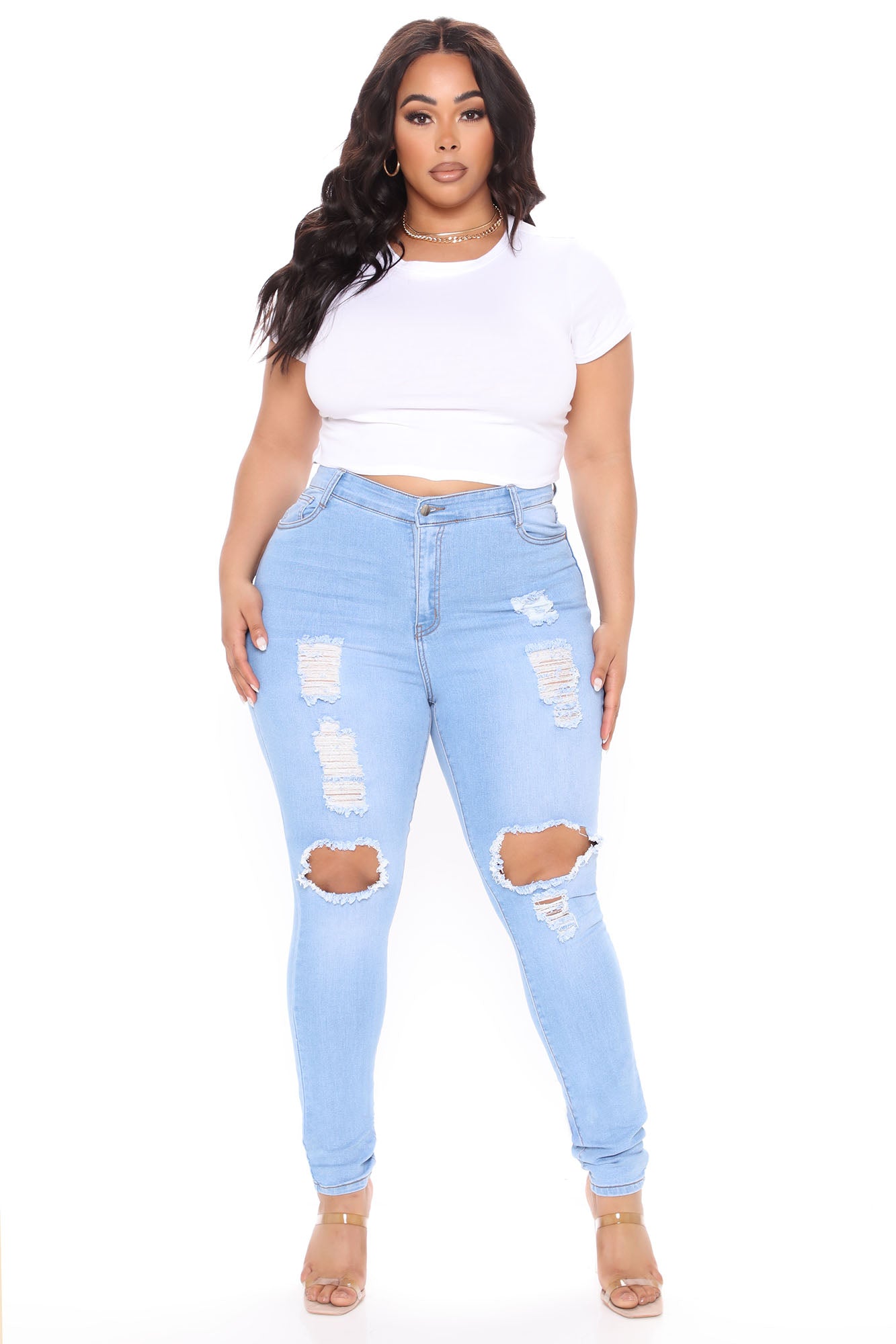 Tall Say Yes To Distress Jeans - Light Blue Wash Ins Street