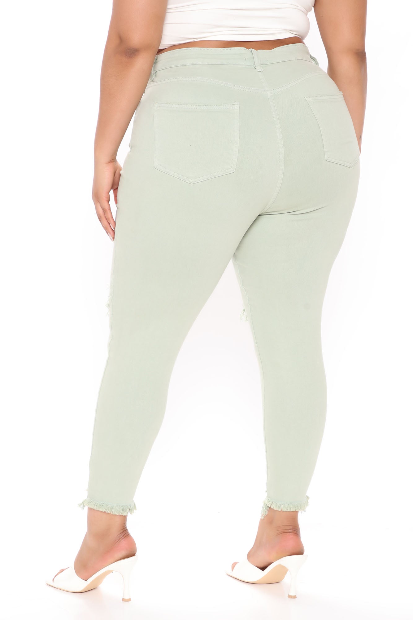 Feel My Vibe Ripped Skinny Jeans - Sage Ins Street