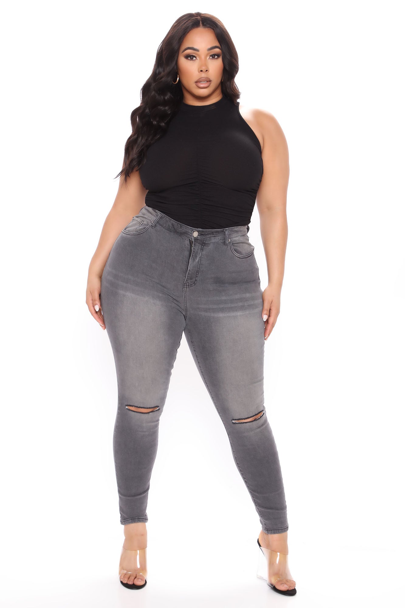 Conquer Your Fears Ripped Skinny Jeans - Grey Ins Street