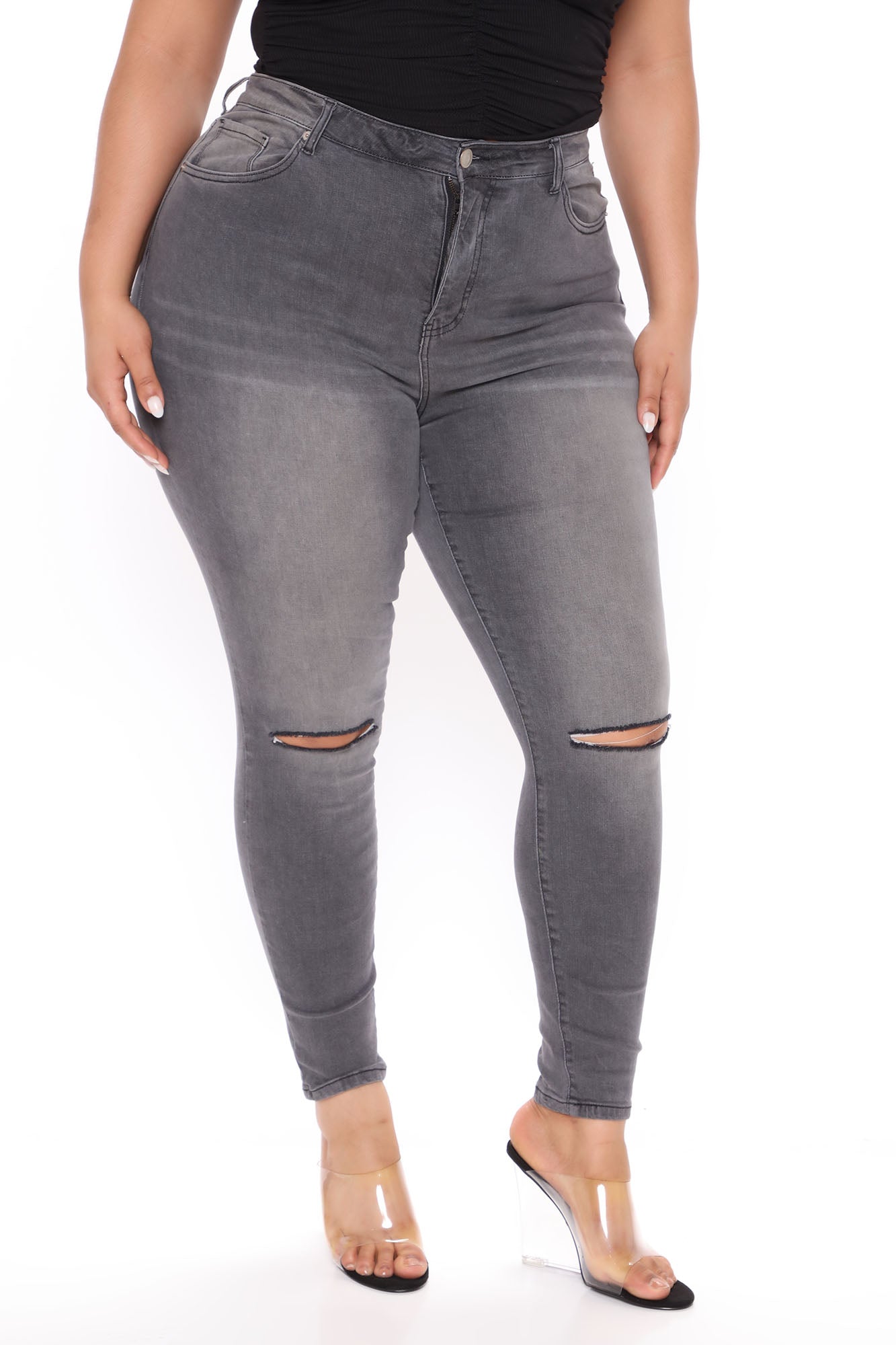 Conquer Your Fears Ripped Skinny Jeans - Grey Ins Street