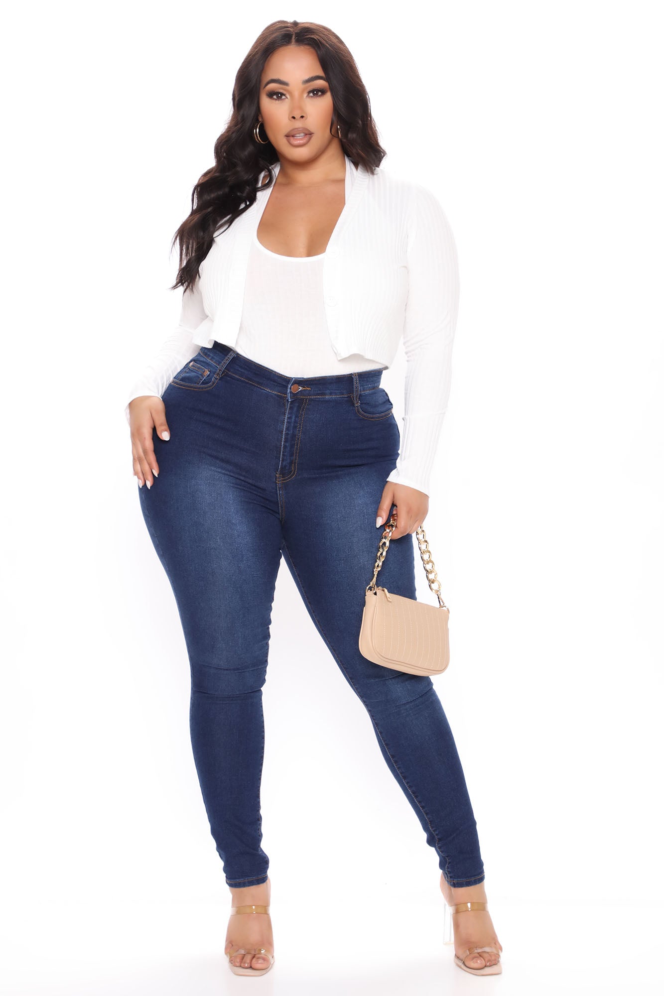 Marilyn High Waisted Skinny Jeans - Dark Wash Ins Street