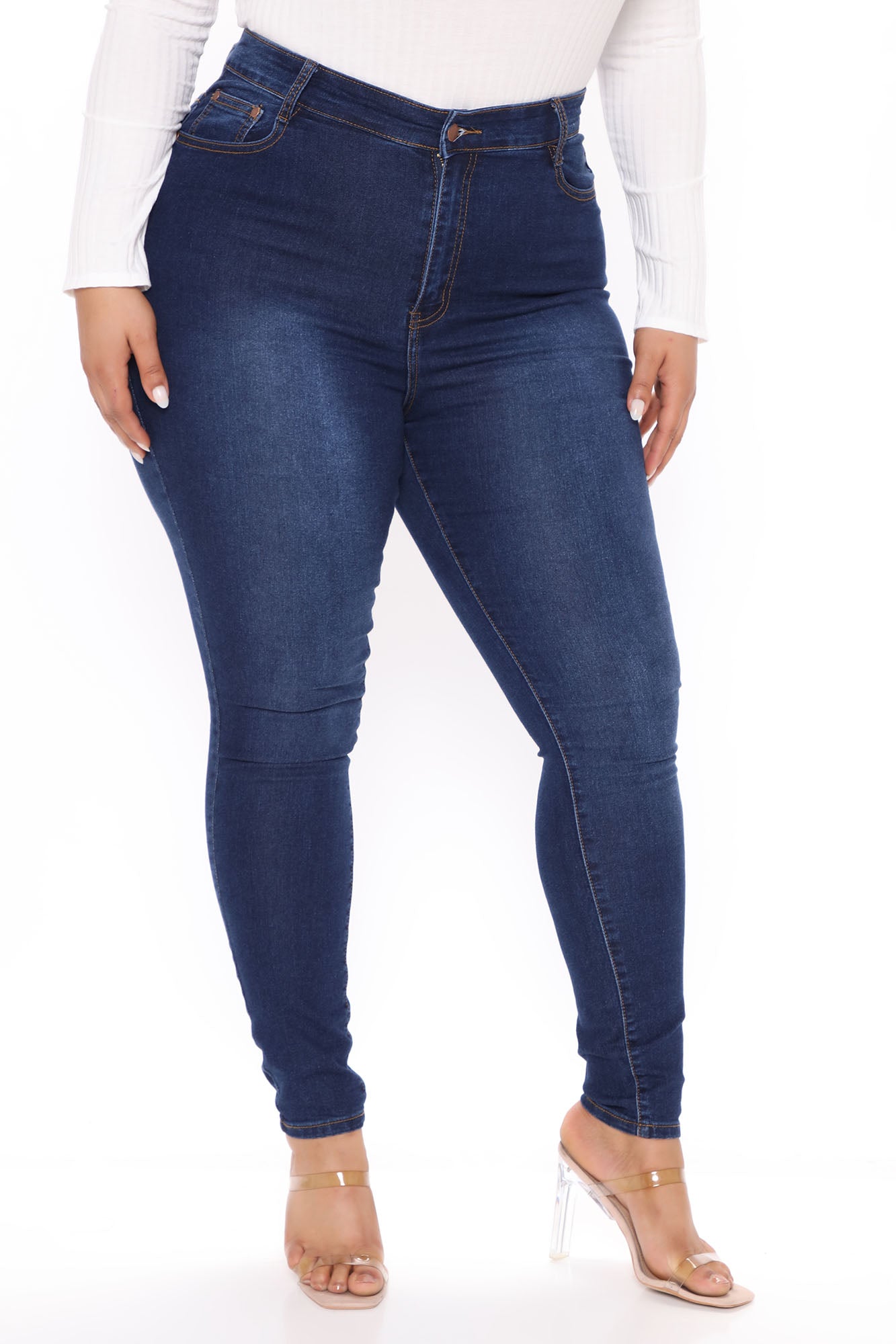 Marilyn High Waisted Skinny Jeans - Dark Wash Ins Street
