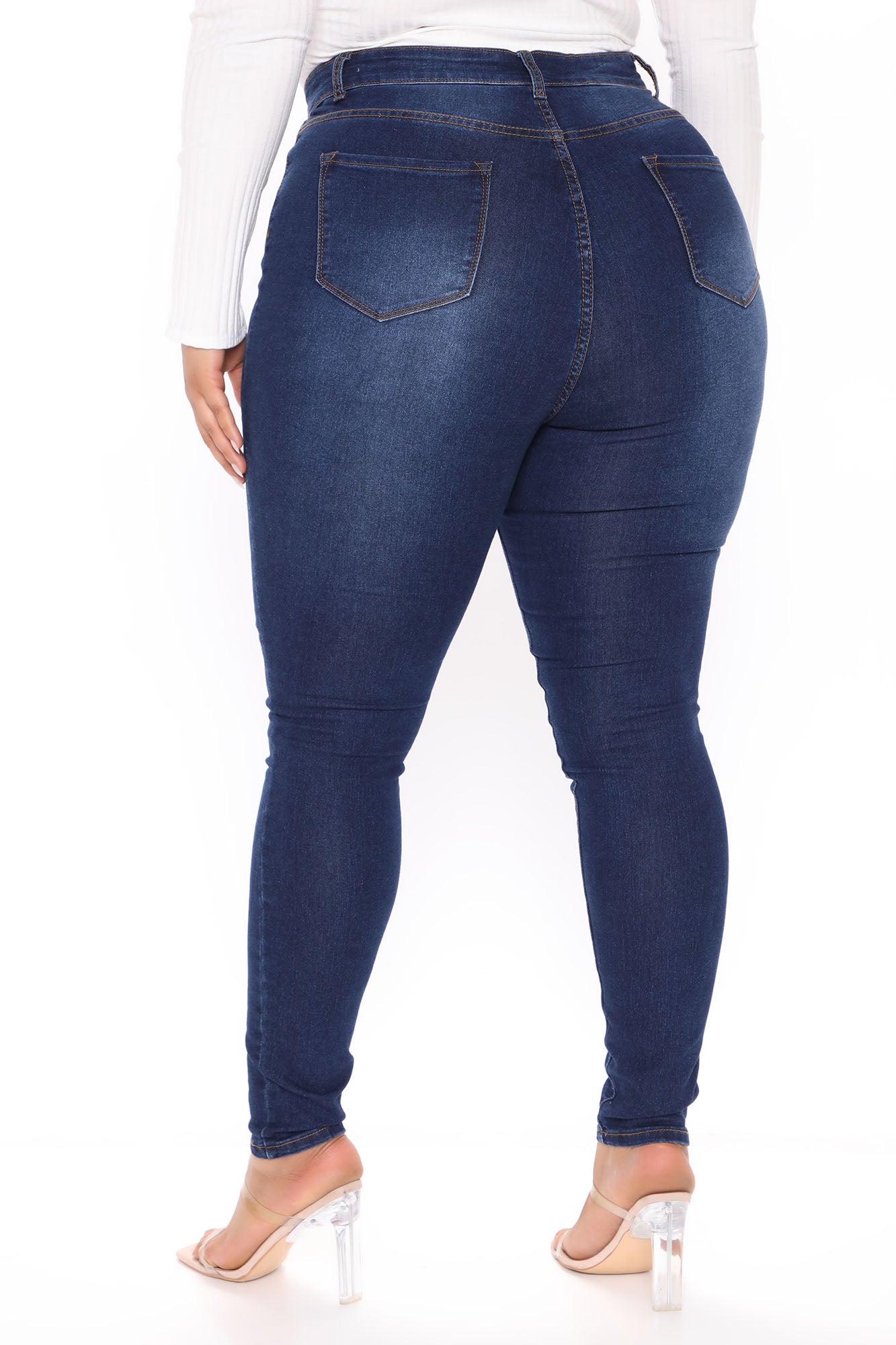 Marilyn High Waisted Skinny Jeans - Dark Wash Ins Street