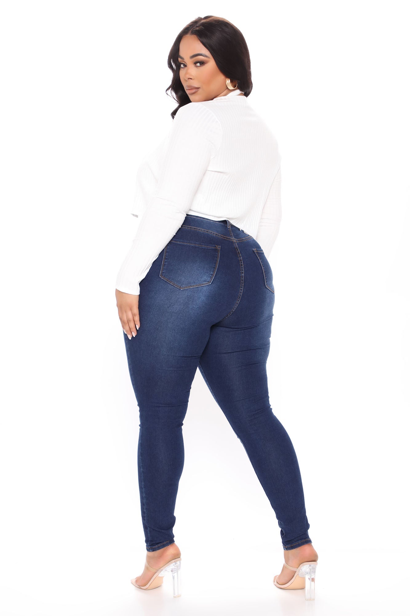 Marilyn High Waisted Skinny Jeans - Dark Wash Ins Street