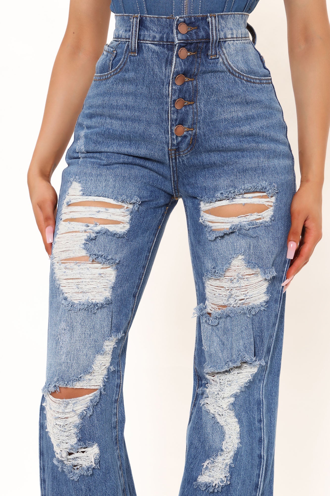 Looking For Trouble Ripped Jeans - Medium Blue Wash Ins Street