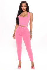 Candy Coated High Rise Mom Jeans - Pink Ins Street