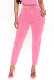 Candy Coated High Rise Mom Jeans - Pink Ins Street