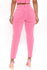 Candy Coated High Rise Mom Jeans - Pink Ins Street
