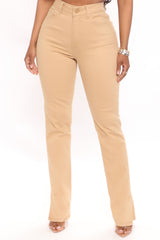 Killing 'Em Nicely Side Slit Jeans - Khaki Ins Street