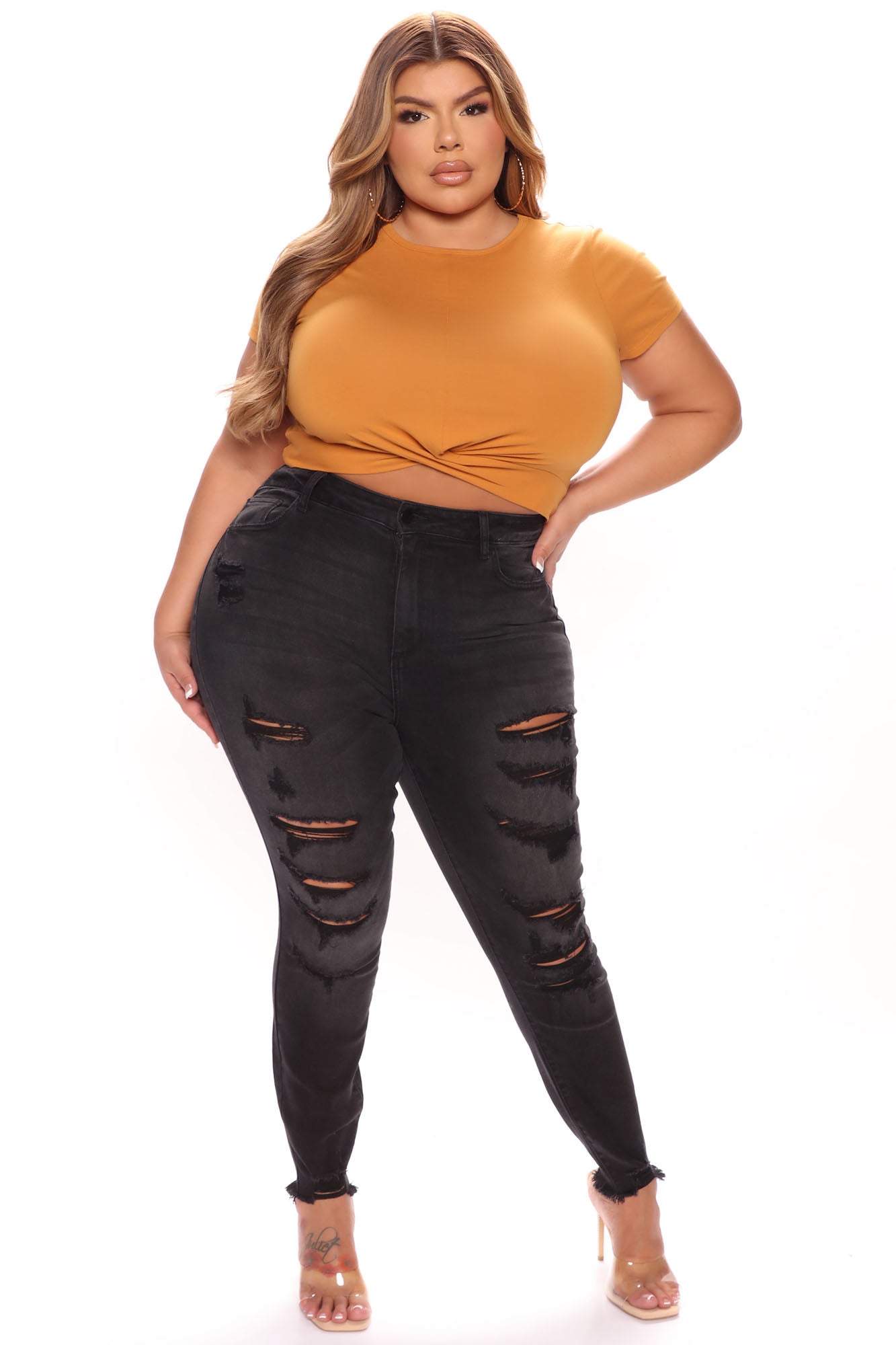 Here We Go Again Distressed Skinny Jeans - Black Ins Street