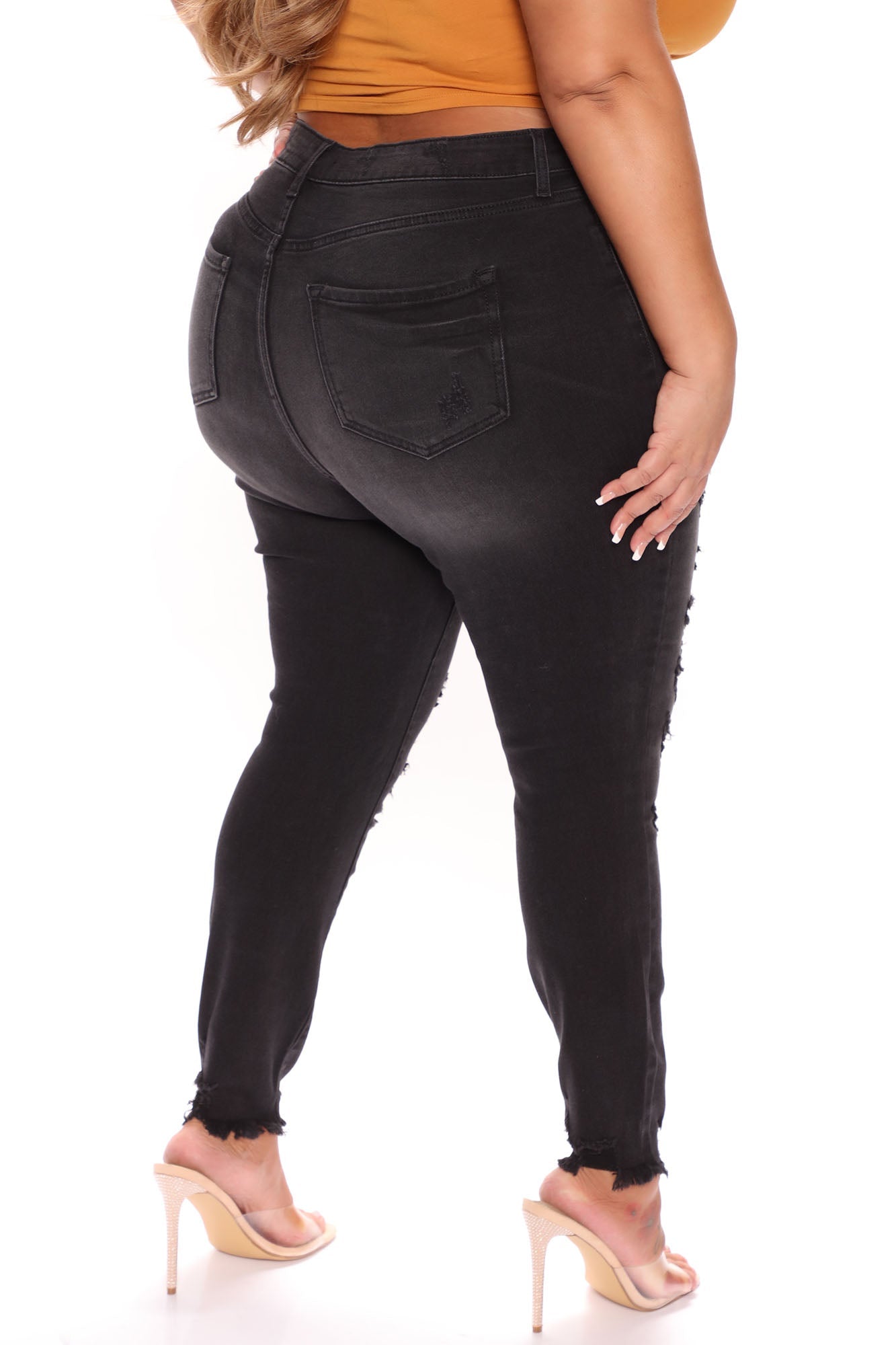 Here We Go Again Distressed Skinny Jeans - Black Ins Street