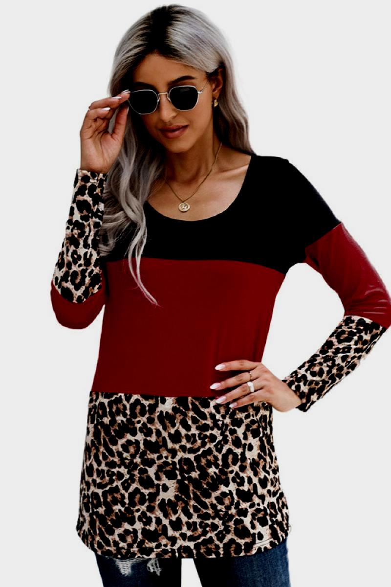 Lace Back Leopard Cut & Sew Tee Ins Street