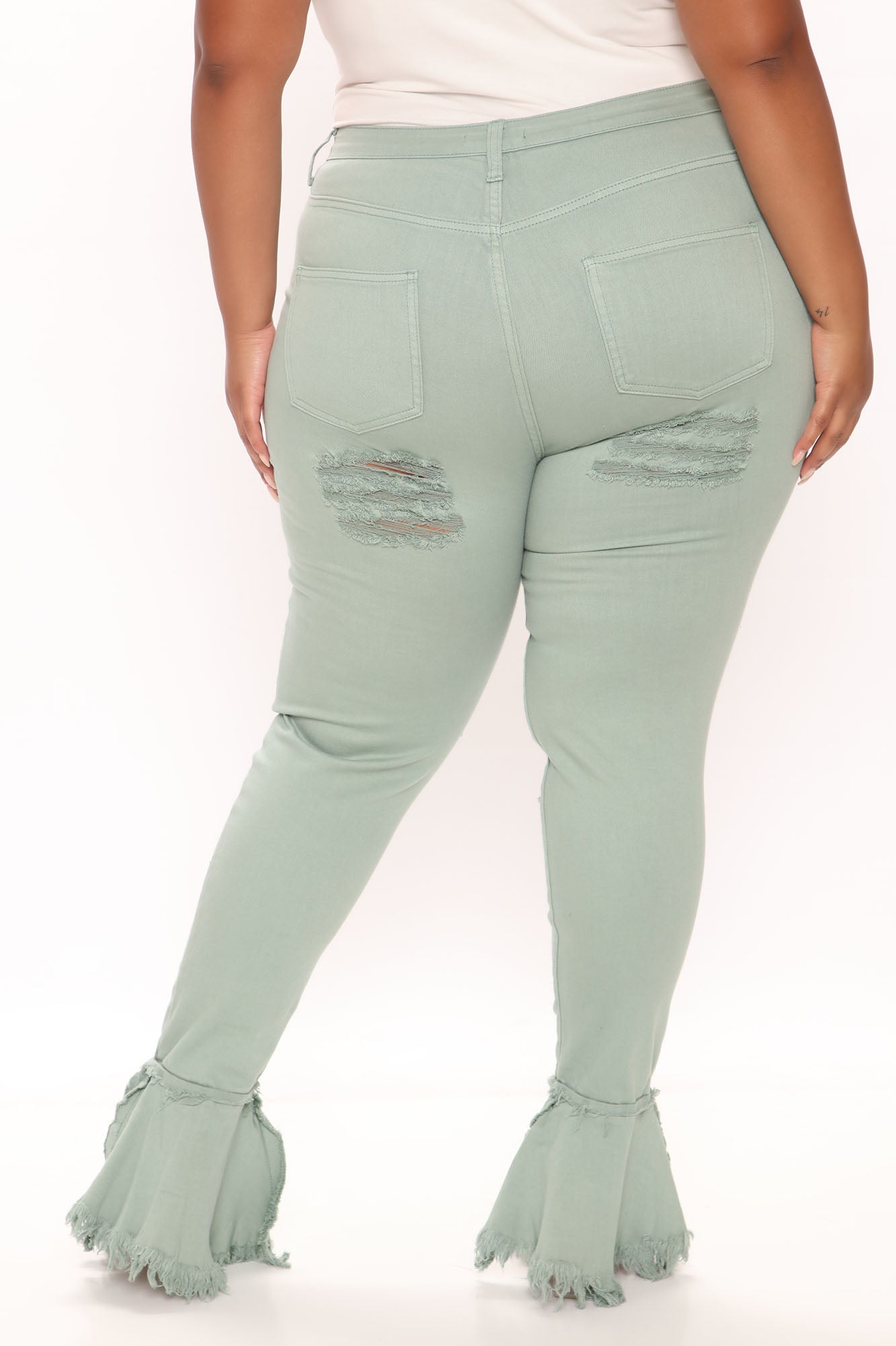Fray What You Mean Flare Leg Jeans - Sage Ins Street