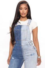 Two Faced Two Toned Overalls - Blue/combo Ins Street