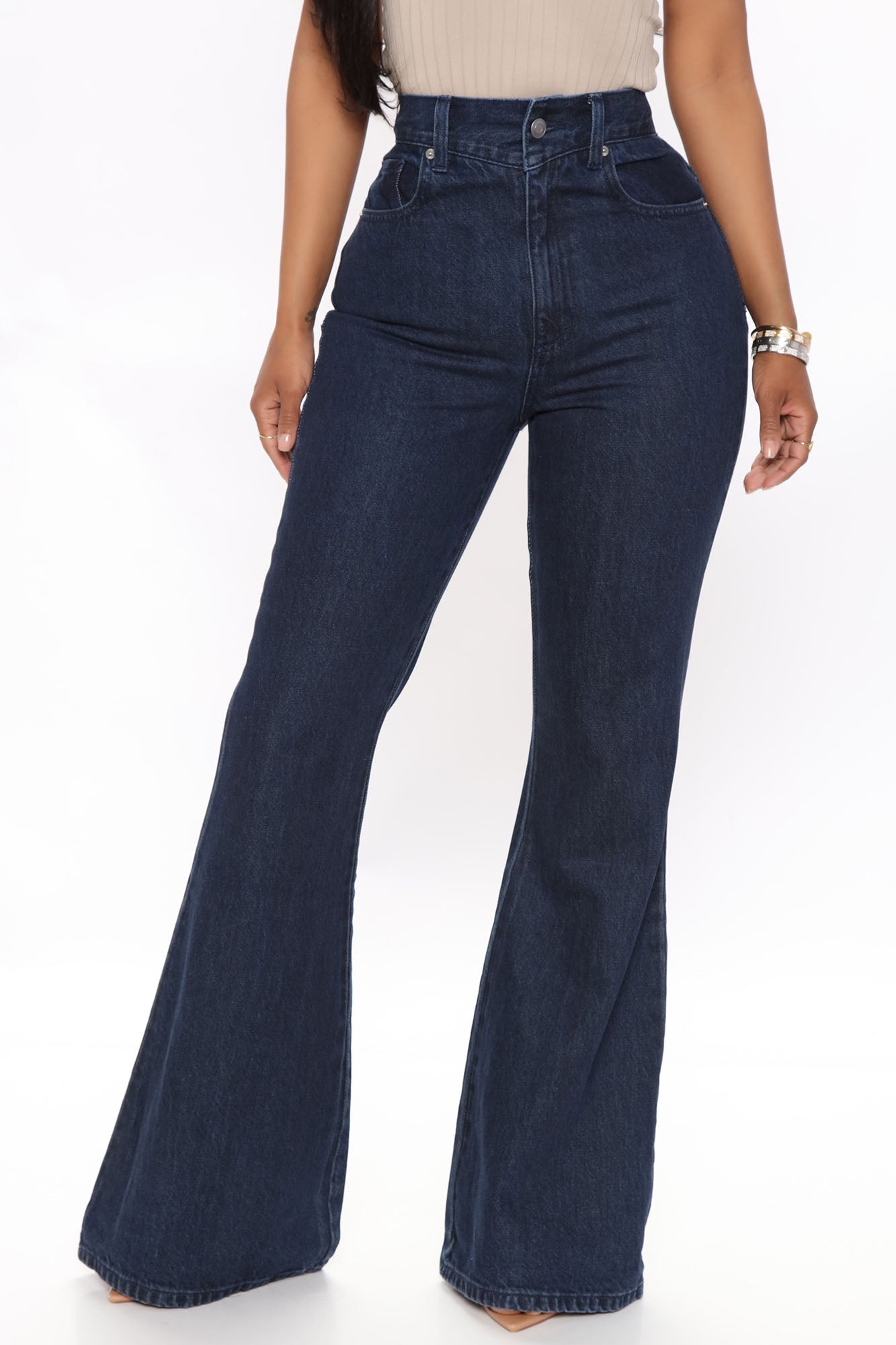Next Level Non Stretch Flare Jeans - Dark Wash Ins Street