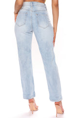 Choose Wisely Distressed Mom Jean - Light Blue Wash Ins Street