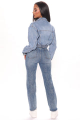 90's Vibe High Rise Tapered Jeans - Medium Blue Wash Ins Street